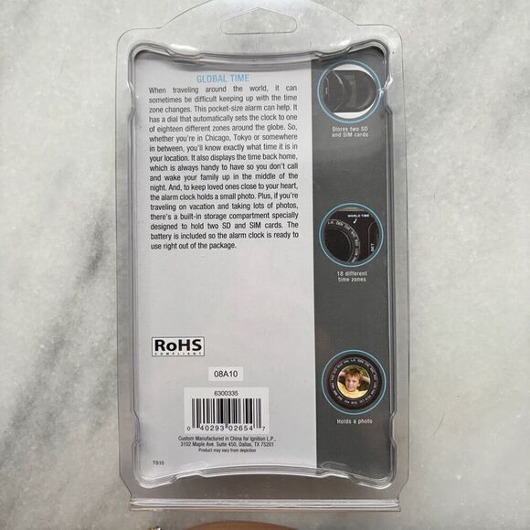 NWT Travel Photo Alarm Clock with Memory Card Storage Digital Display Black OS - Picture 3 of 3